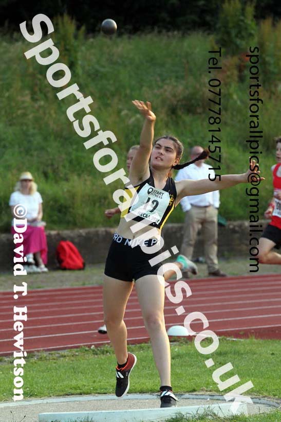 Shot putt, 2021 North East Grand Prix 5, Monkton, Wednesday, July 21st. Photo: David T. Hewitson/Sports for All Pics